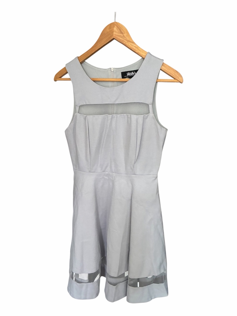 Lulus Sheer Determination Mesh Baby Blue Skater Dress Size M